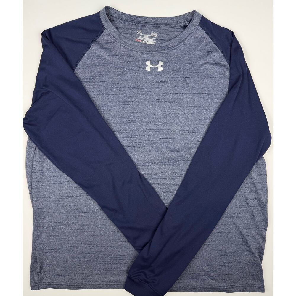Under Armour HeatGear Long Sleeve Shirt Mens Large Blue Loose Fit Athletic